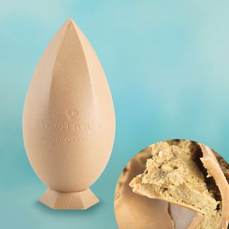 Uovo Iconico farcito al cioccolato bianco e pistacchio