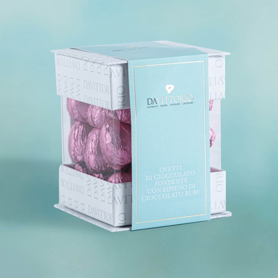 Ovetti di cioccolato fondente con ripieno di cioccolato Ruby