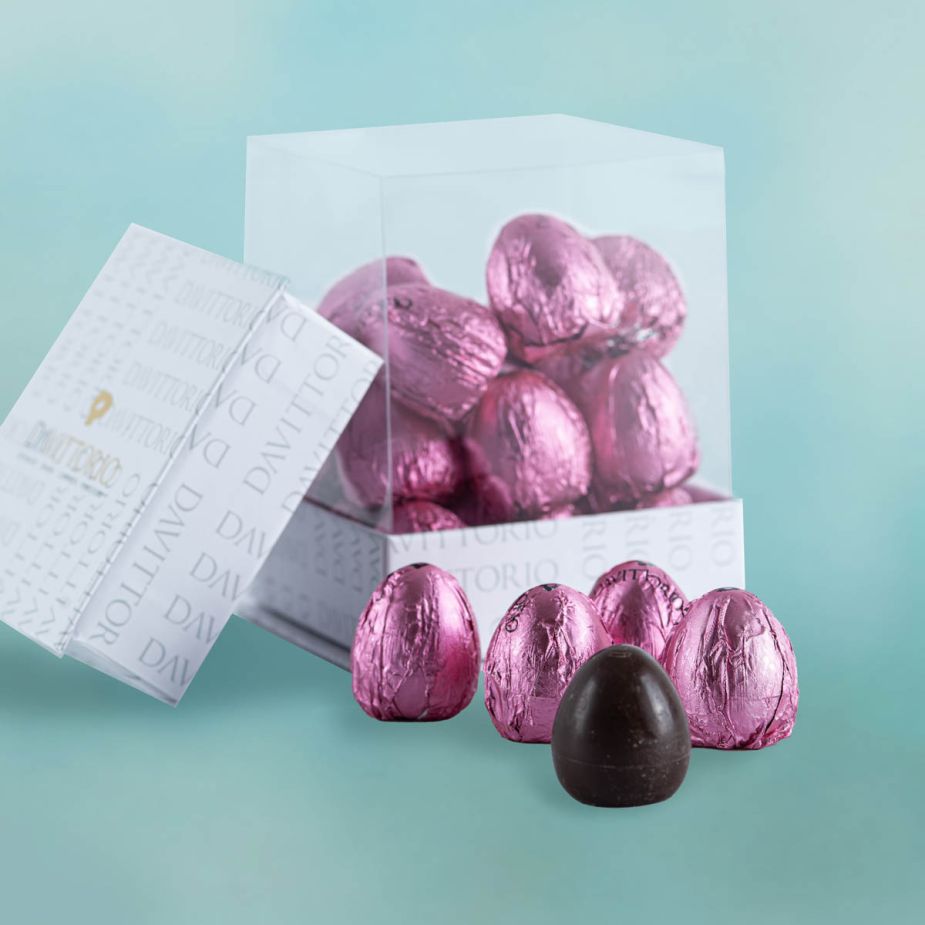 Ovetti di cioccolato fondente con ripieno di cioccolato Ruby