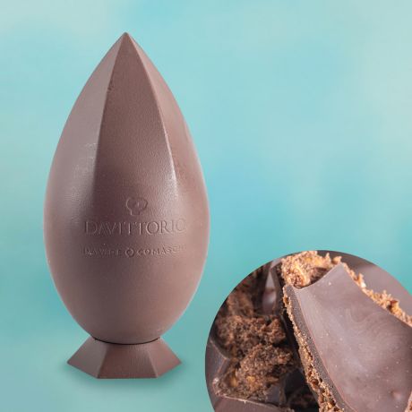 Uovo Iconico farcito al cioccolato fondente e nocciola